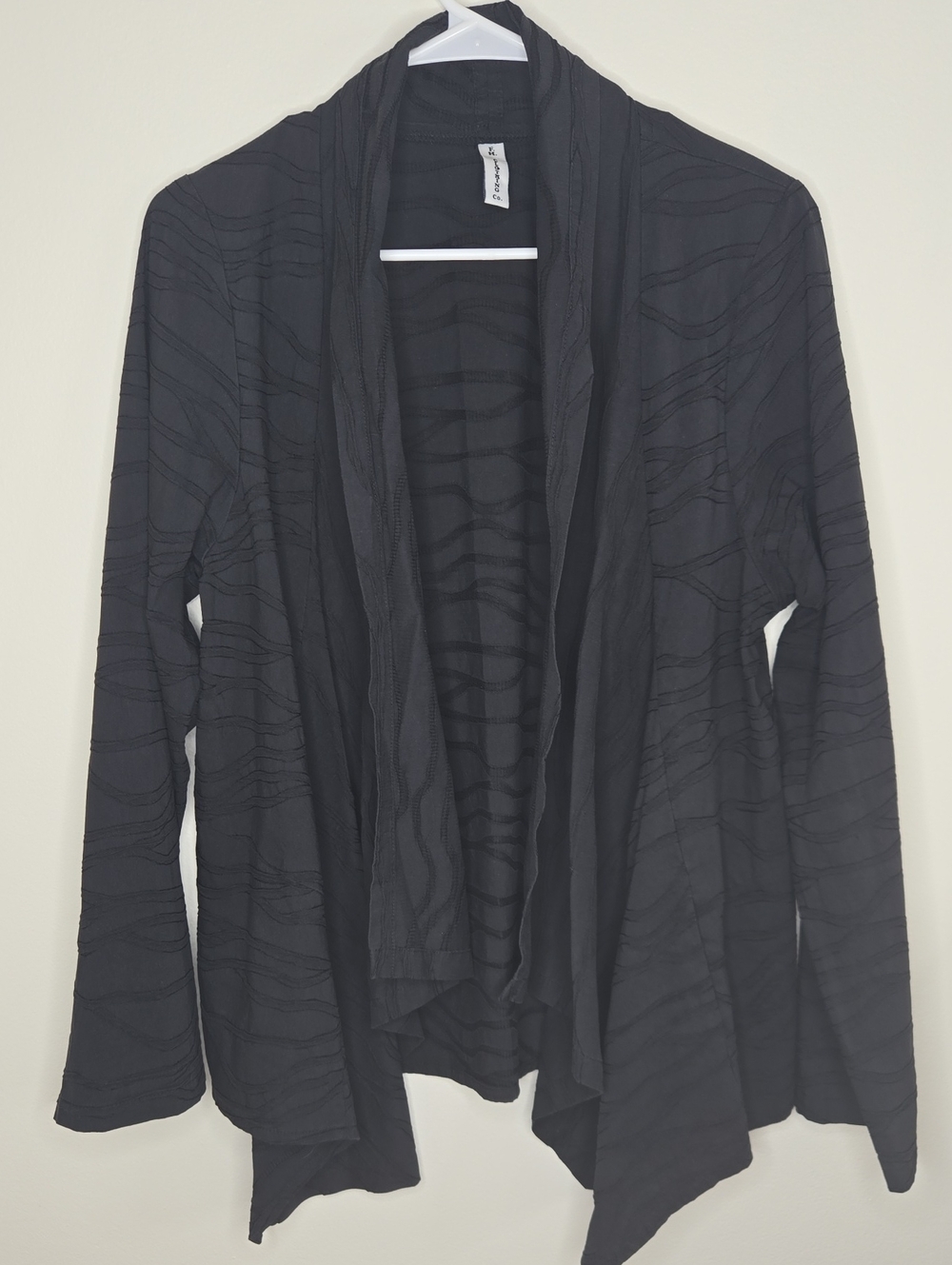 FH Clothing Black Long Sleeve Open Front Textured Cardigan Top W/ Pockets Size M